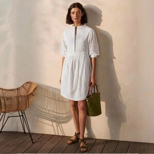 Boden white broderie eyelet knee length dress